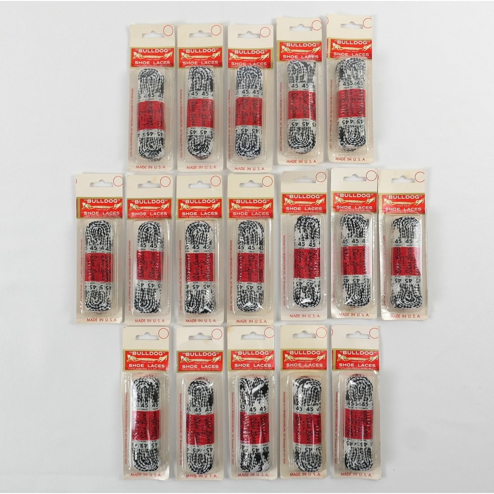 17pk Vintage Bulldog Shoe Laces 45 Inch Black White Checkered Deadstock USA Made